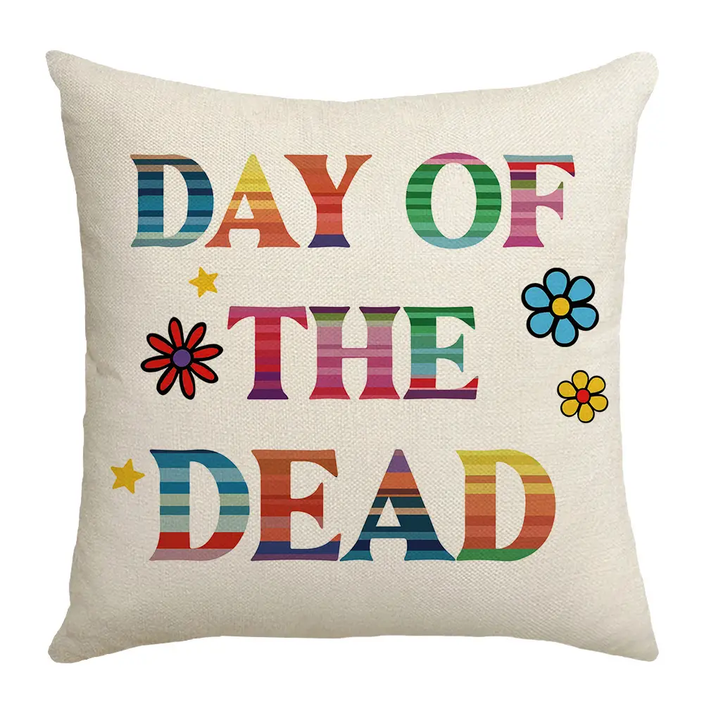 Cross-border Halloween Pillow Cover Skull Letter Linen Cushion Cover Living Room Sofa Holiday Party