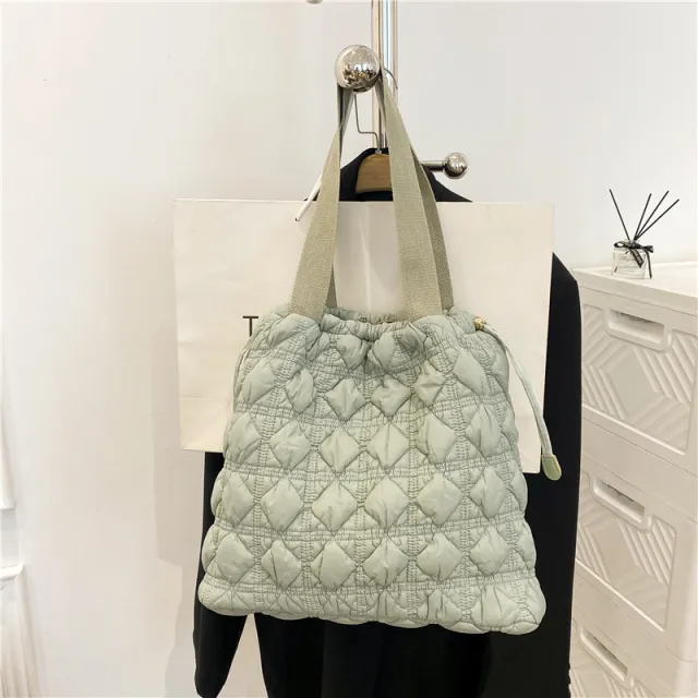 Tote Bag Large Capacity Shoulder Soft Bag Drawstring Green - Shop at LoveMi