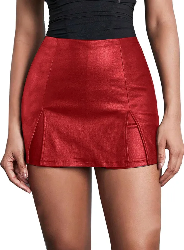 Ladies Low Waist Anti exposure PU Leather Shorts Red - Shop at LoveMi