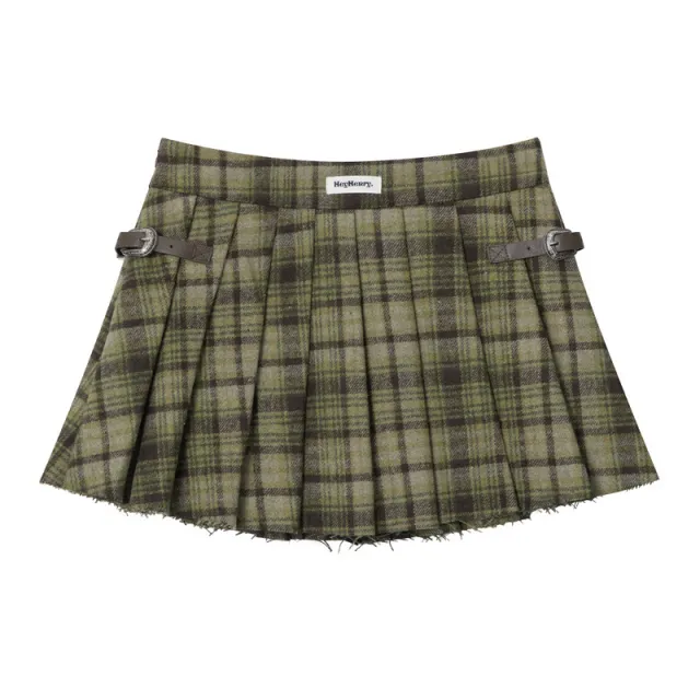 American Pleated Skirt Autumn And Winter Plaid Skirt Green - Shop at LoveMi