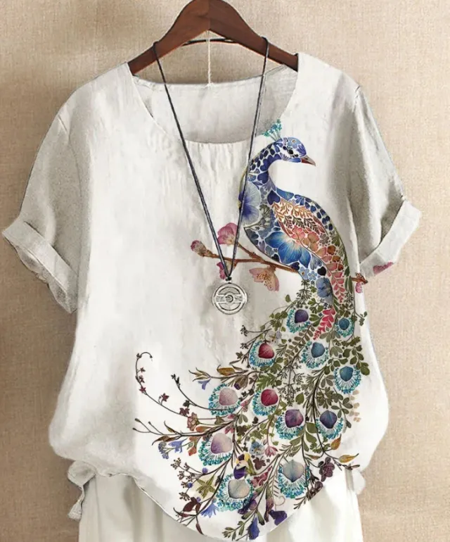 New Short sleeved T shirt Flower And Plant Painting 3D Digital Printing Top Style 2 Xl - Shop at LoveMi