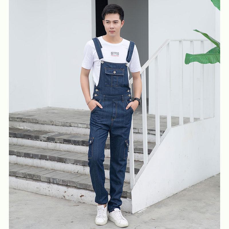 Fashion Denim Suspender Pants Men's Casual All-matching