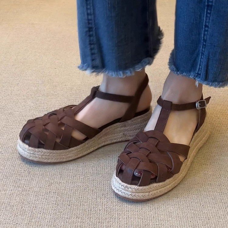 Woven Linen Wedge Sandals, picture 3 of 4