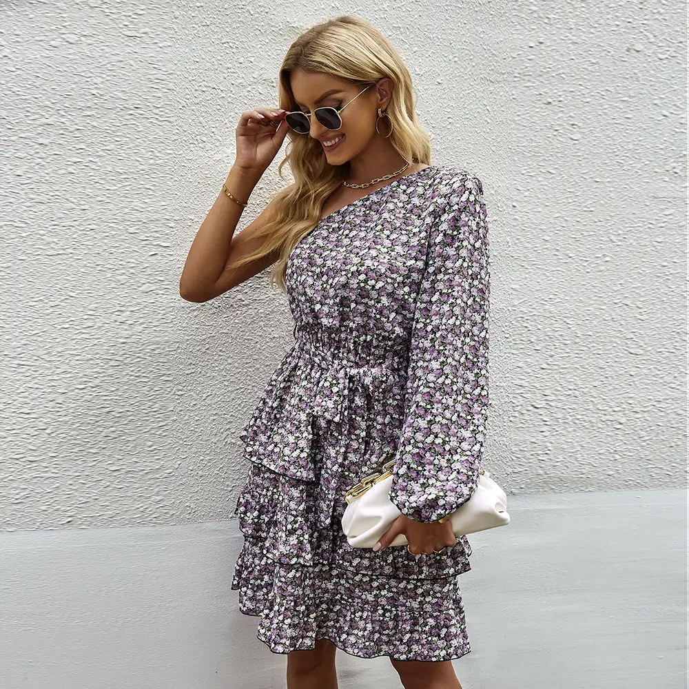 Women's Fashionable Elegant Off-shoulder Floral Dress