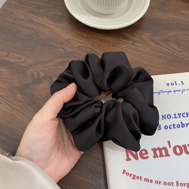 French Sweet Ins Style High grade Satin Hair Ring Black - Shop at LoveMi