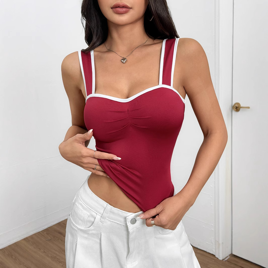 New Womens Slimming Contrast-color Top