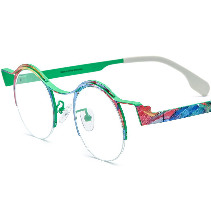 Women's Versatile Colored Ultra-light Pure Titanium Myopia Round Glasses - Image 8