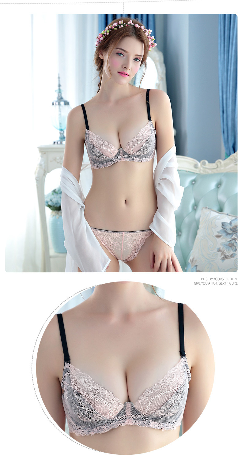 Title 3, French transparent sexy slim bra set