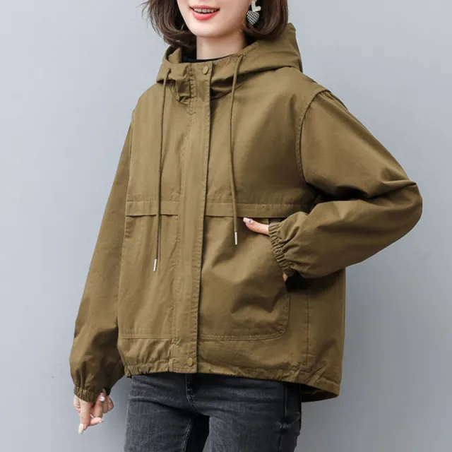 High Cotton Long Sleeve Plus Size Baggy Casual Jacket Women Khaki - Shop at LoveMi