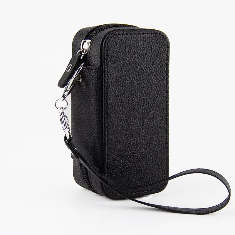 Storage Bag With Lychee Pattern Leather Cover