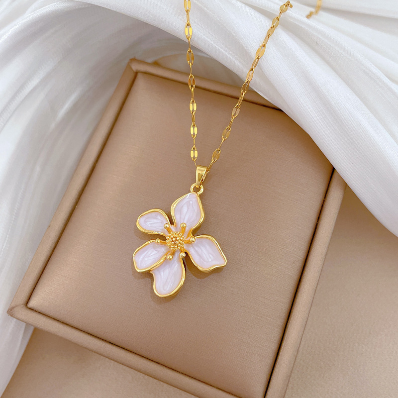 Dripping-oil Flower Elegant Full-diamond Necklace For Women