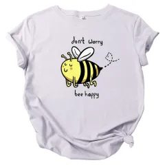 Cute Little Bee Cartoon Women's Clothing Large Size Printing - Light Gray - View 1