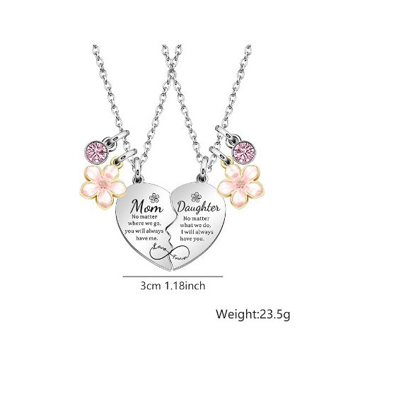 Love Heart Flowers Mother Daughter Heart-fighting Zinc Alloy