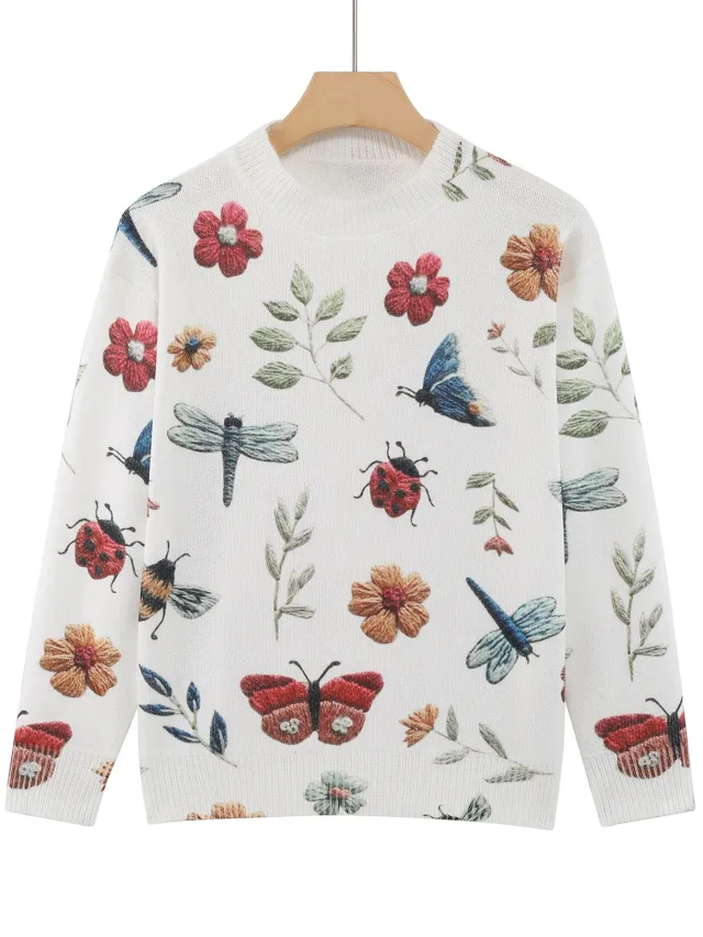 Women's Knitted Sweater Round Neck Sweater Color - Shop at LoveMi