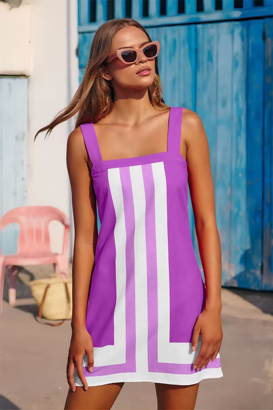 Casual And Comfortable Suspender Skirt Vacation Style Purple - Shop at LoveMi