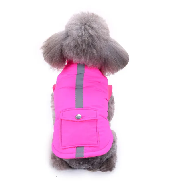 Dog Winter Clothing Coat Reflective Cotton Dz169 Rose Red - Shop at LoveMi