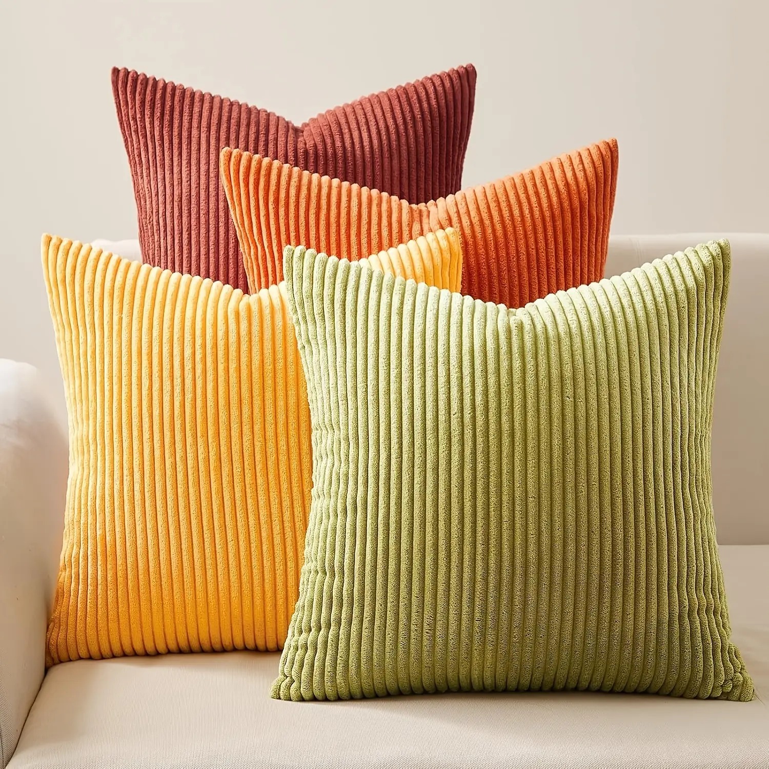 Home Solid Color Long Stripe Corn Stripe Back Striped Pillowcase