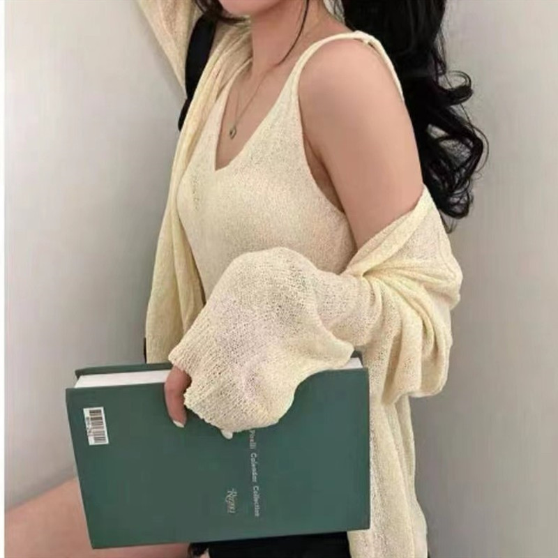 Women's Cool Linen Vest Cardigan Loose Sun-protection Shirt Two-piece Set