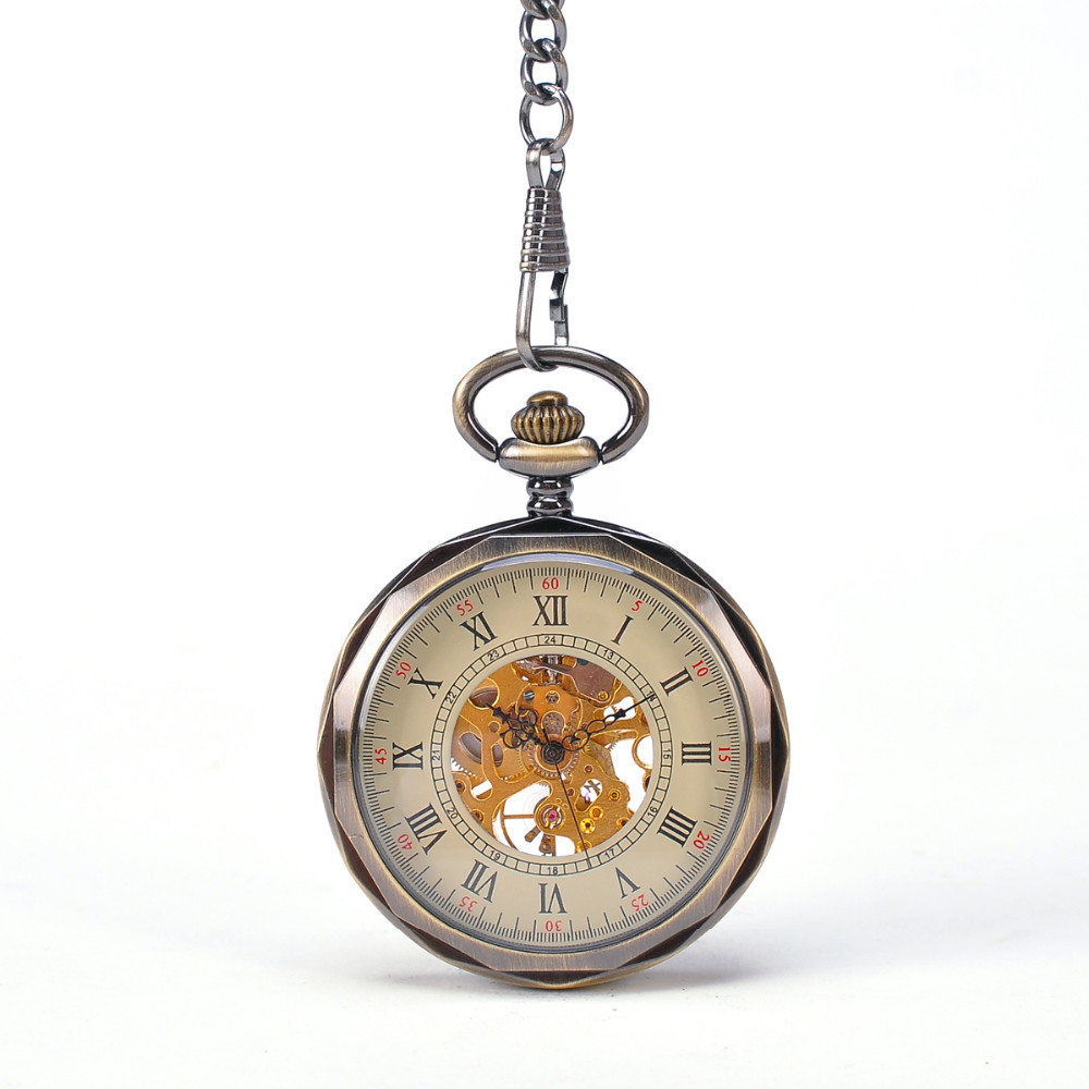Uncased Mechanical Watch Fashionable Pendant Bronze Pocket Watch 4