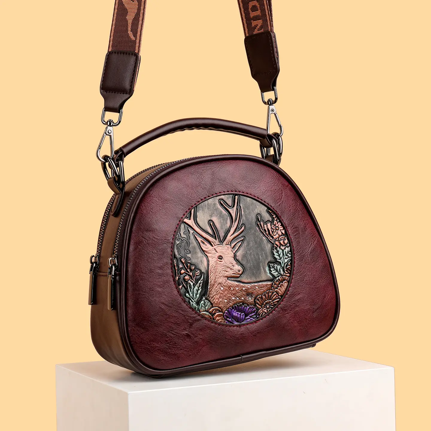 Retro Embossing Large Capacity Women's Handbag All-matching
