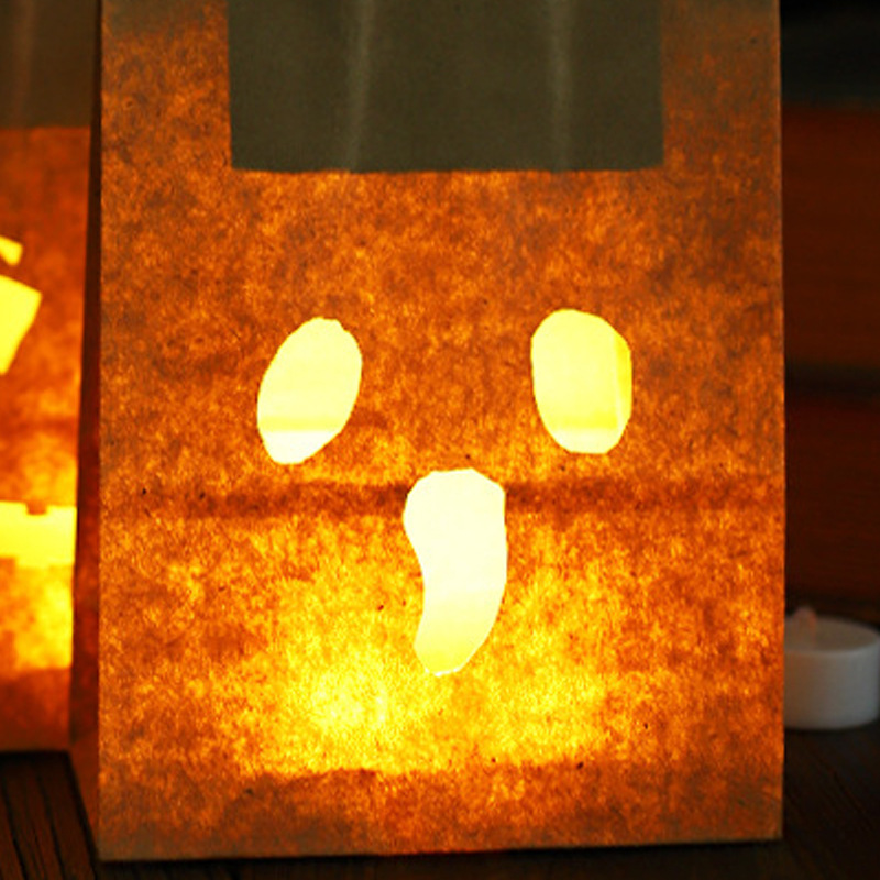Halloween Decorative Props Childrens Paper Trick-or-treat Glowing Tote Bags 4