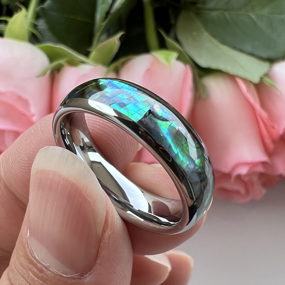 8mm Inlaid Sea Shell Creative Style High Quality Tungsten Ring