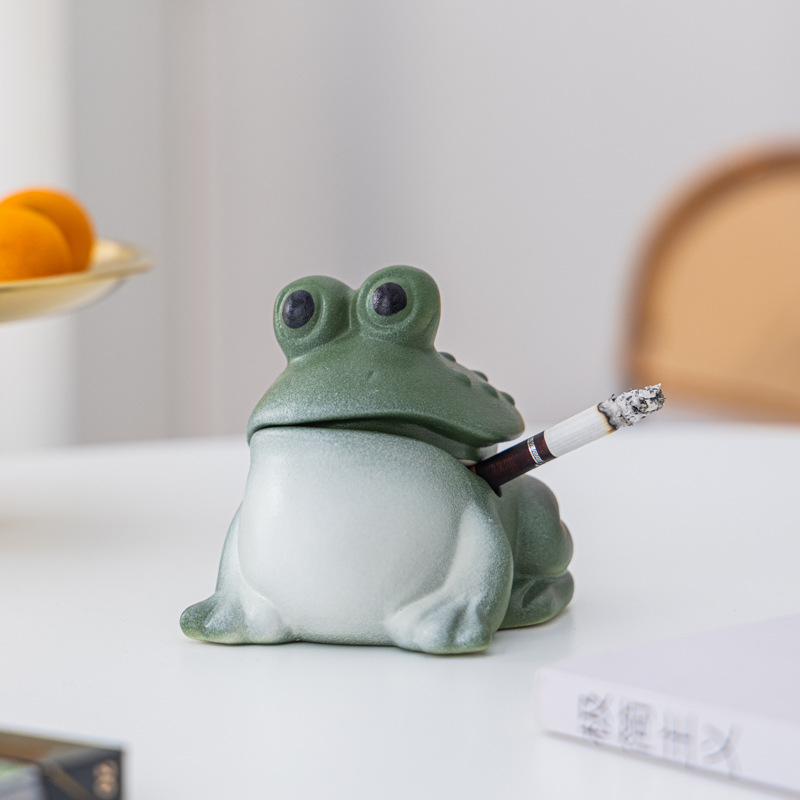 Ceramic frog ashtray ornament (frosted frog ashtray)