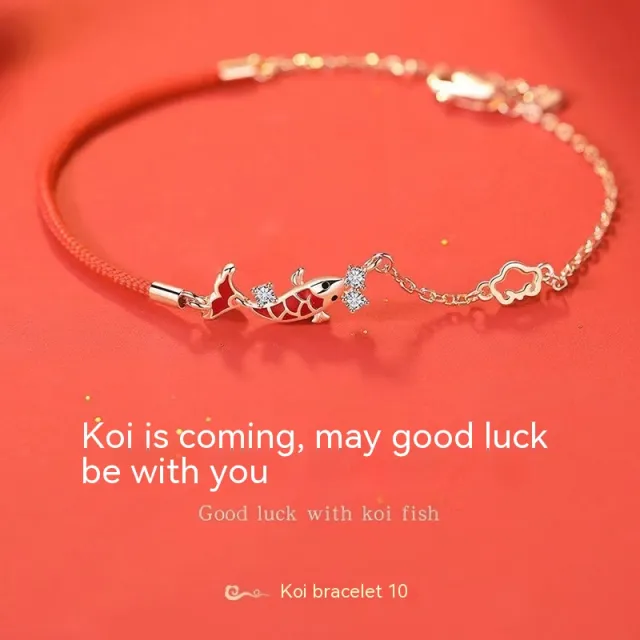 Koi Bracelet Girls' Sterling Silver 925 Niche Accessories Red Rope Bracelet - Shop at LoveMi