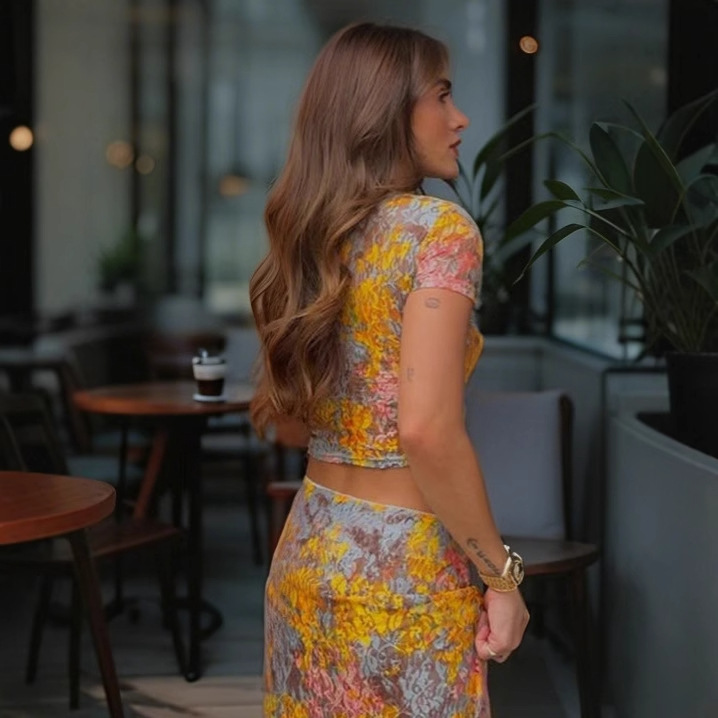 Women's Landscape Oil Painting Printing Series Suit