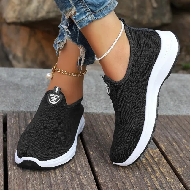 Women's Soft Bottom Slip on Flyknit Breathable Casual Shoes Black - Shop at LoveMi