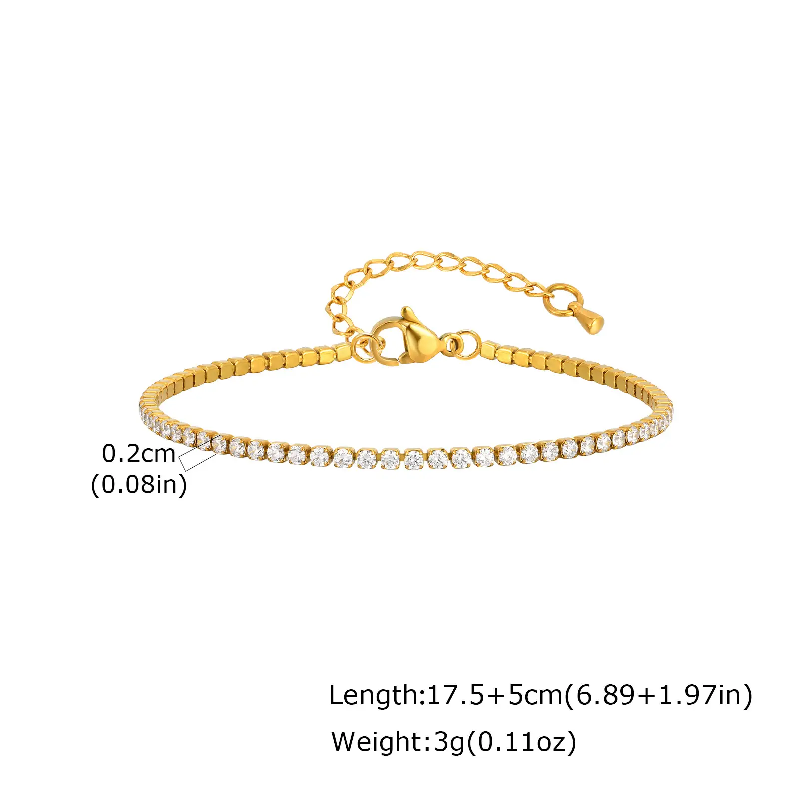 Stainless Steel Zirconia Chain Tennis Bracelet