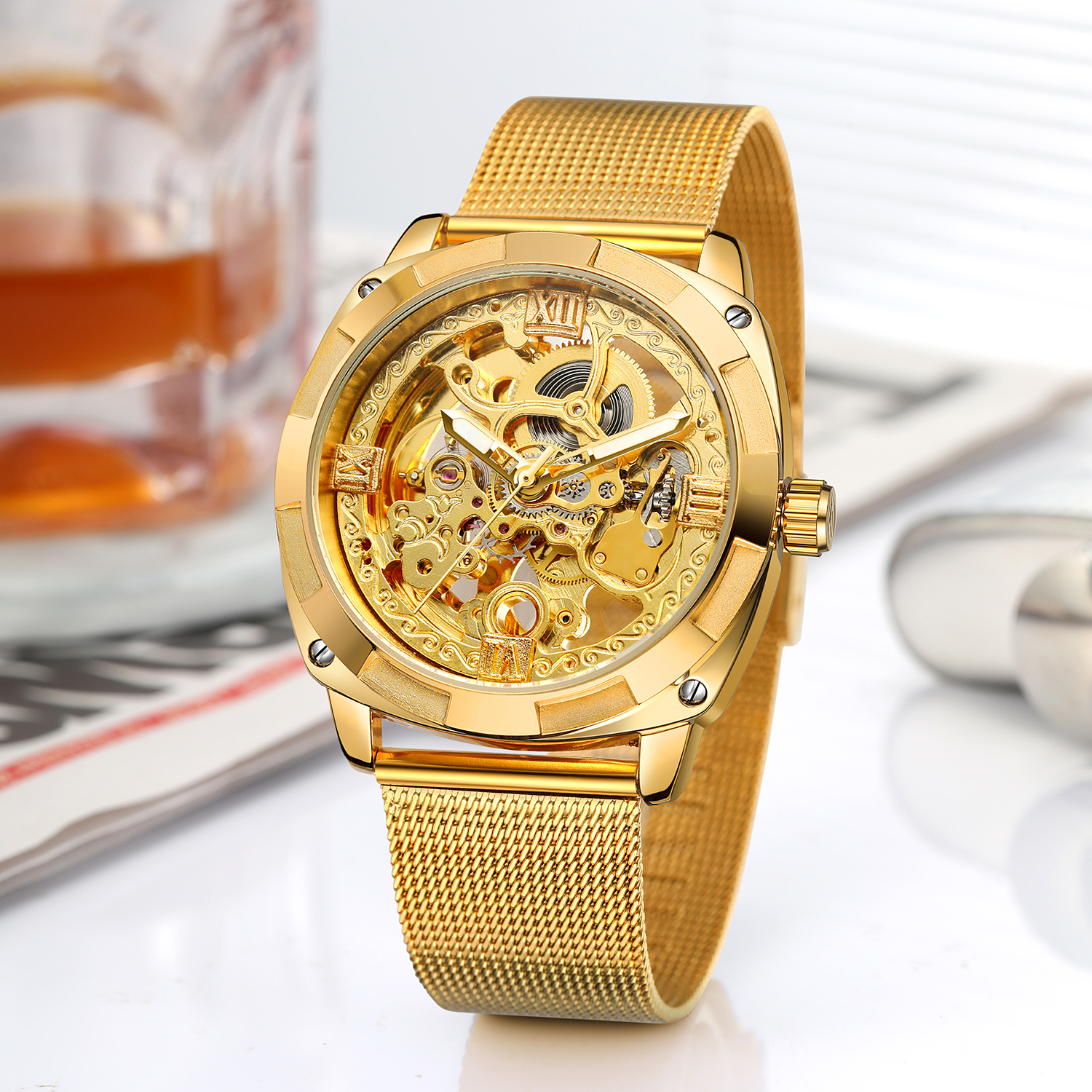 41mm Men's Skeleton Design Hollow Automatic Mechanical Watch - Picture 9 of 12