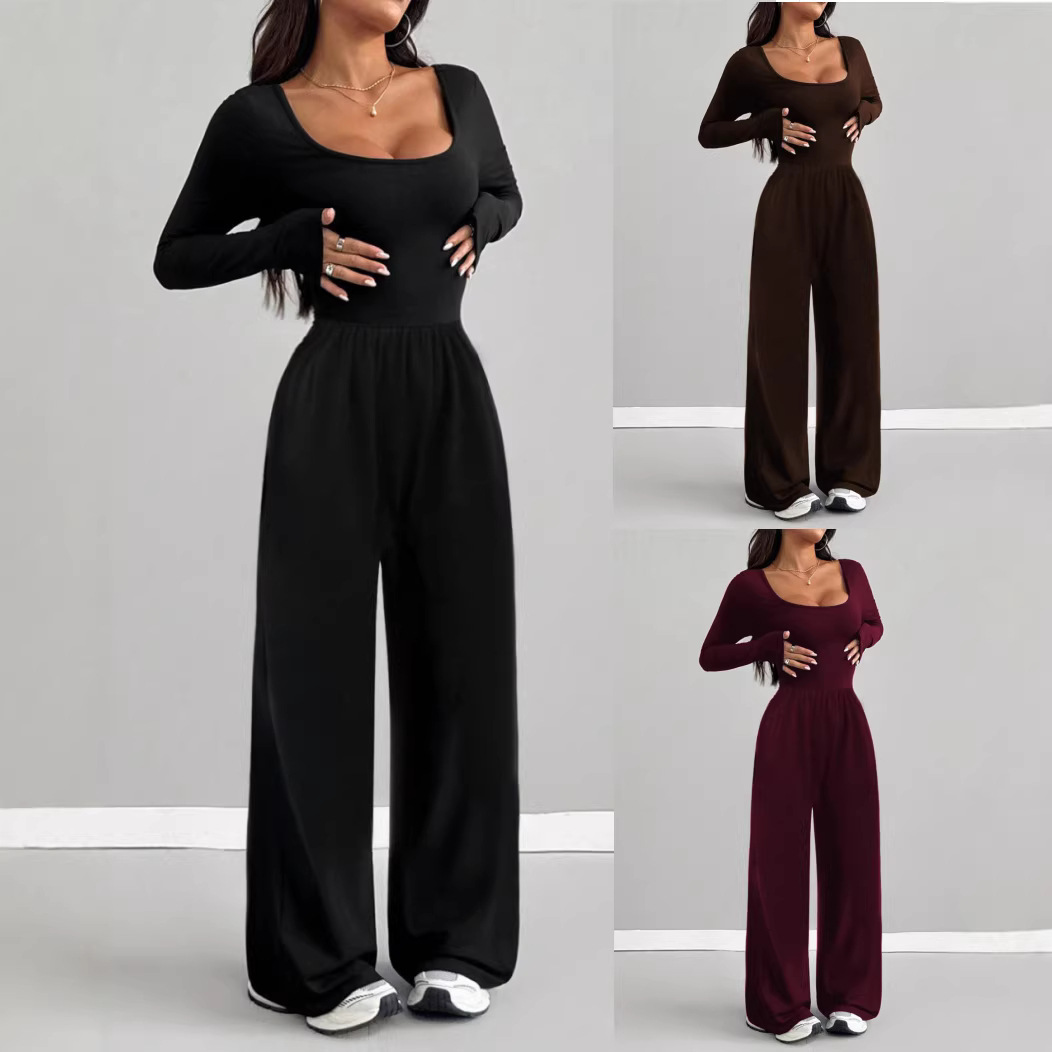 Womens Fashionable Casual Solid-Color Jumpsuit