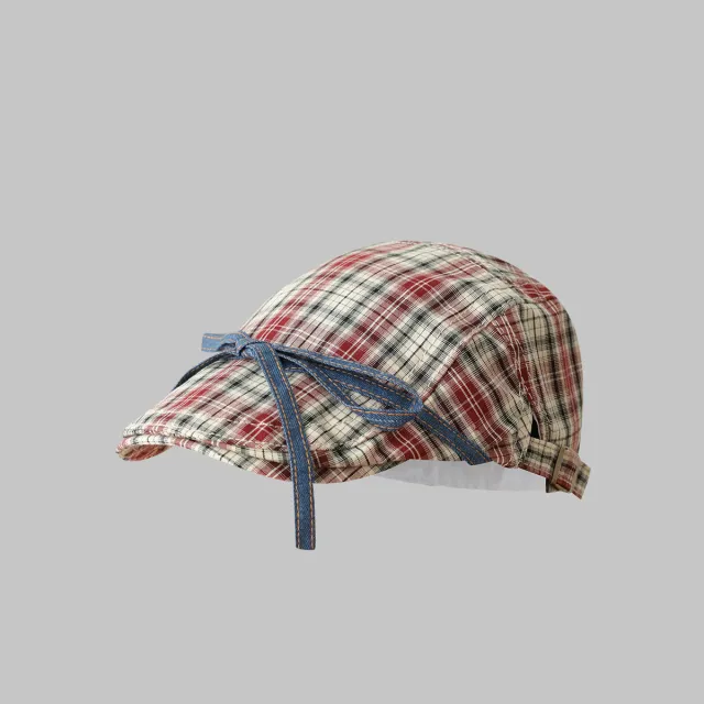 Bow Plaid Advance Hats Girls Japanese style Retro Plaid Bow Advance Hats - Shop at LoveMi