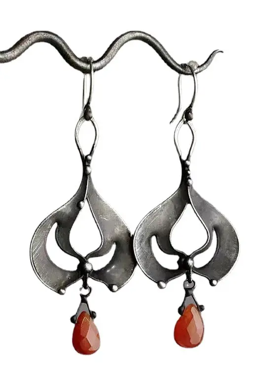 Irregular Hanging Ethnic Style Retro Old Metal Hand-wound Earrings