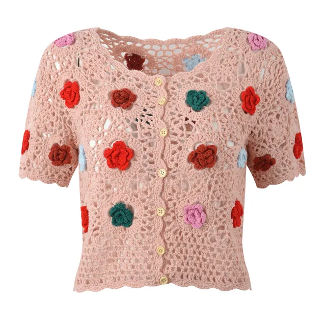 Handmade Color Crocheted Knitted Cardigan Flowers - Shop at LoveMi