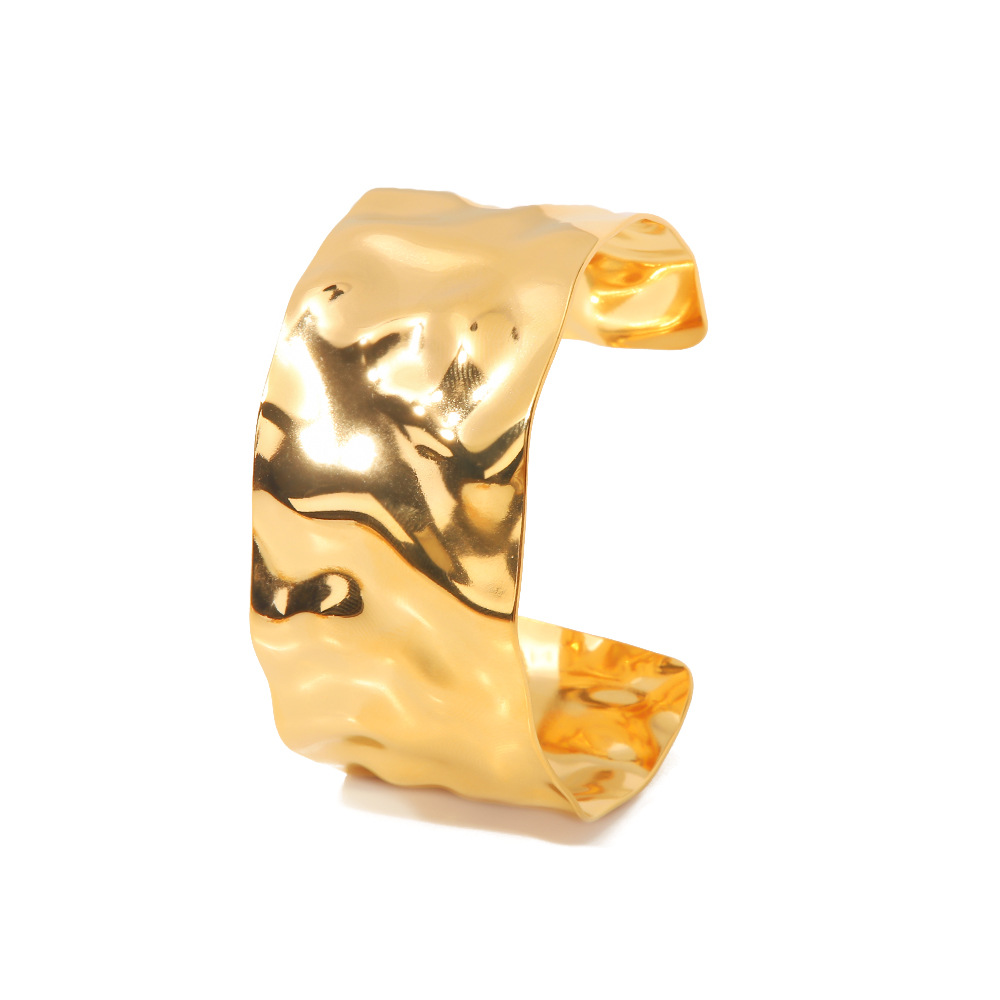 Stainless Steel Hammer Pattern Wide Surface Bracelet Female Non-fading Titanium Steel Bracelet