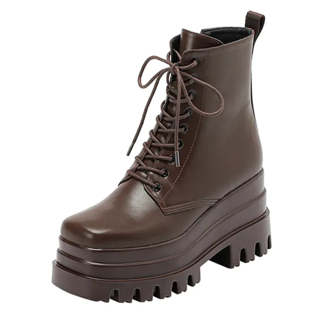 Fashion Lace up Martin Knight Women's Ankle Boots Brown - Shop at LoveMi