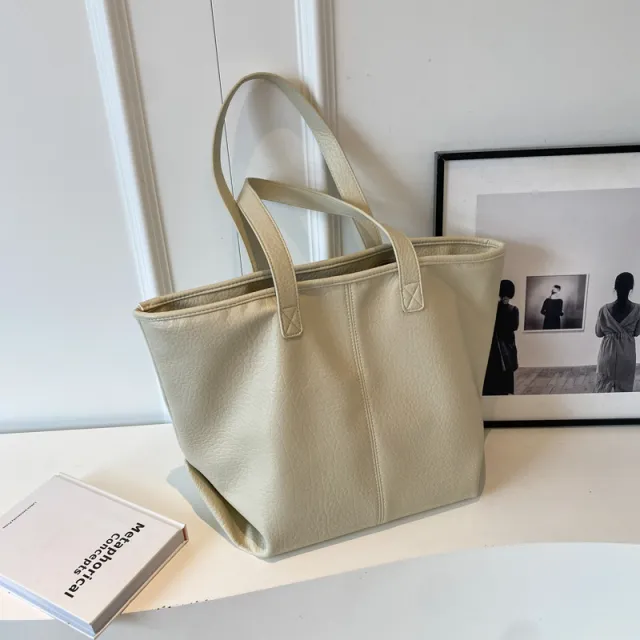 Niche, High end Commuting Retro Women's Tote Bag Beige - Shop at LoveMi