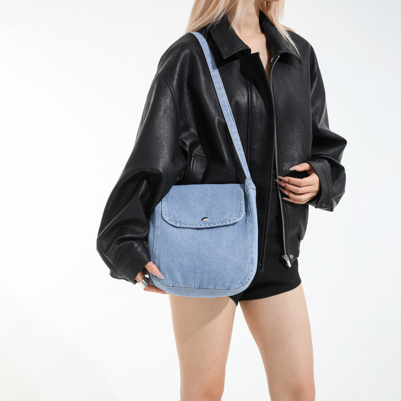 Womens Denim Commuter Crossbody Bag