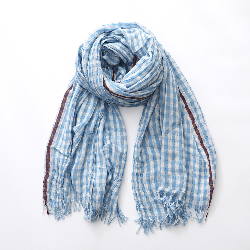 Plaid Scarf Men And Women Cotton Thin