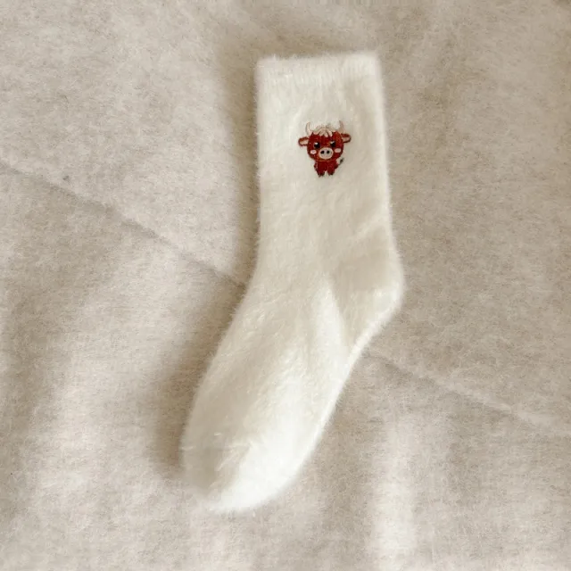 Fleece lined Thickened Warm Thick Socks Women's Mid calf Socks Autumn And Winter White - Shop at LoveMi