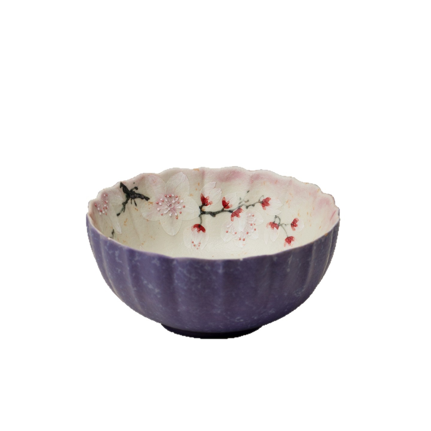 Underglaze Pastel Plum And Chrysanthemum Ceramic Tea Cup