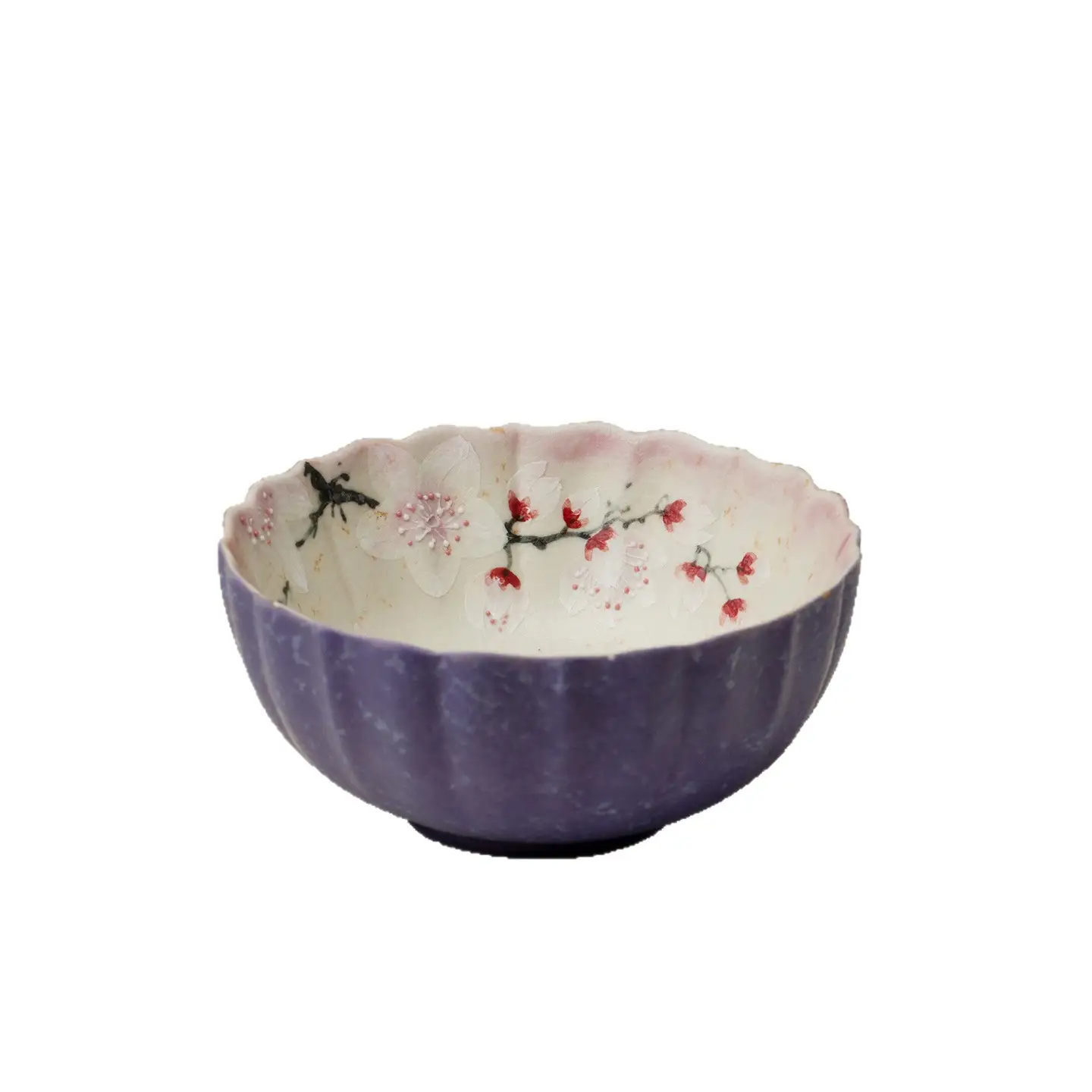Underglaze Pastel Plum And Chrysanthemum Ceramic Tea Cup