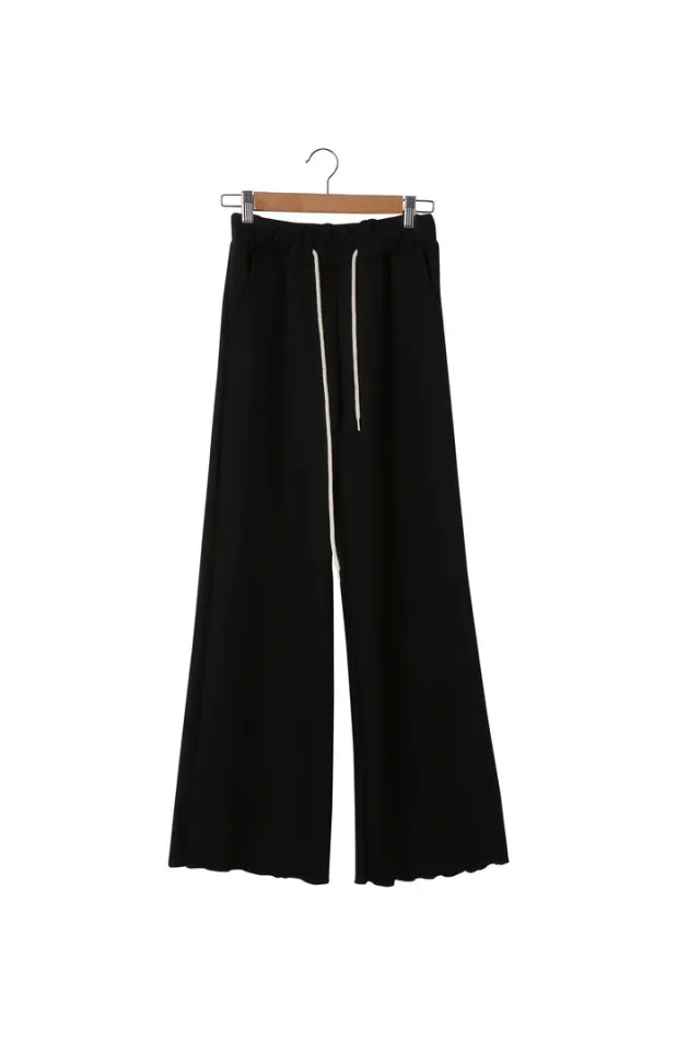 Elastic Waist Drawstring Slimming Trousers Black - Shop at LoveMi