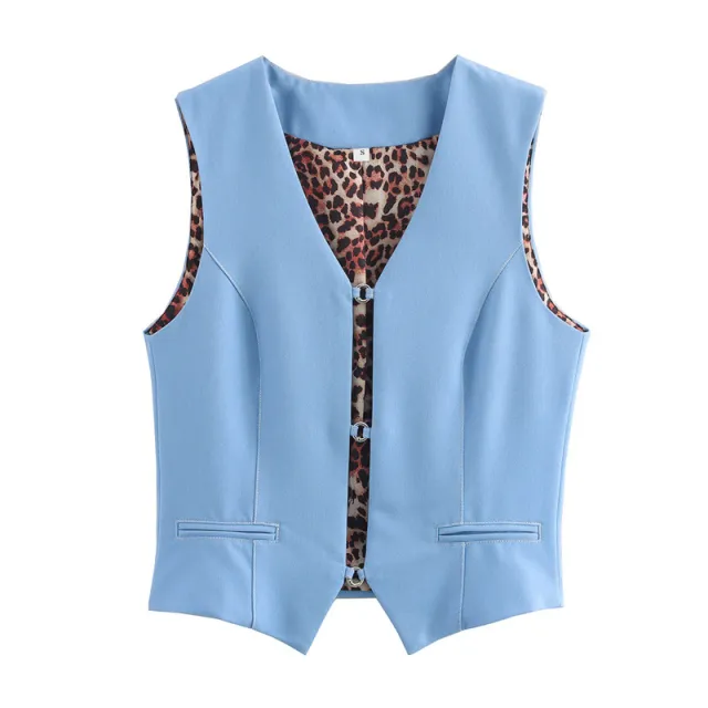 All match Solid Color Sleeveless Stretch Denim Vest Jacket Light Blue - Shop at LoveMi