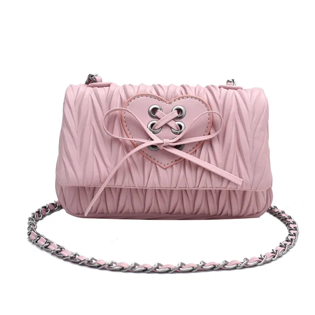 Fashion Chain Simple Western Style Messenger Bag Casual Bow Pink - Shop at LoveMi