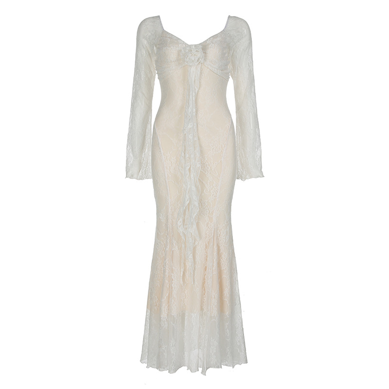 فستان فرنسي أنيق ثلاثي الأبعاد للنساء