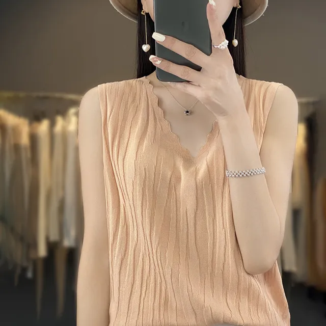 Women's V neck Ice Silk Camisole Sleeveless Top Flesh Pink - Shop at LoveMi