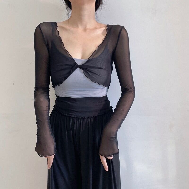 V-neck Dance Shawl Long-sleeve Top